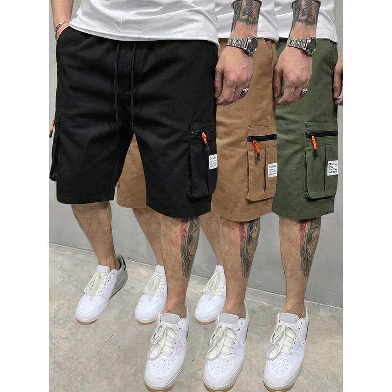 men's cargo shorts Men’s 3-piece outdoor cargo shorts with multiple pockets and zippered pockets; two-pocket design with large, functional 3D side pockets and a drawstring waist. Suitable for everyday hiking and fishing. Great value for money. summer