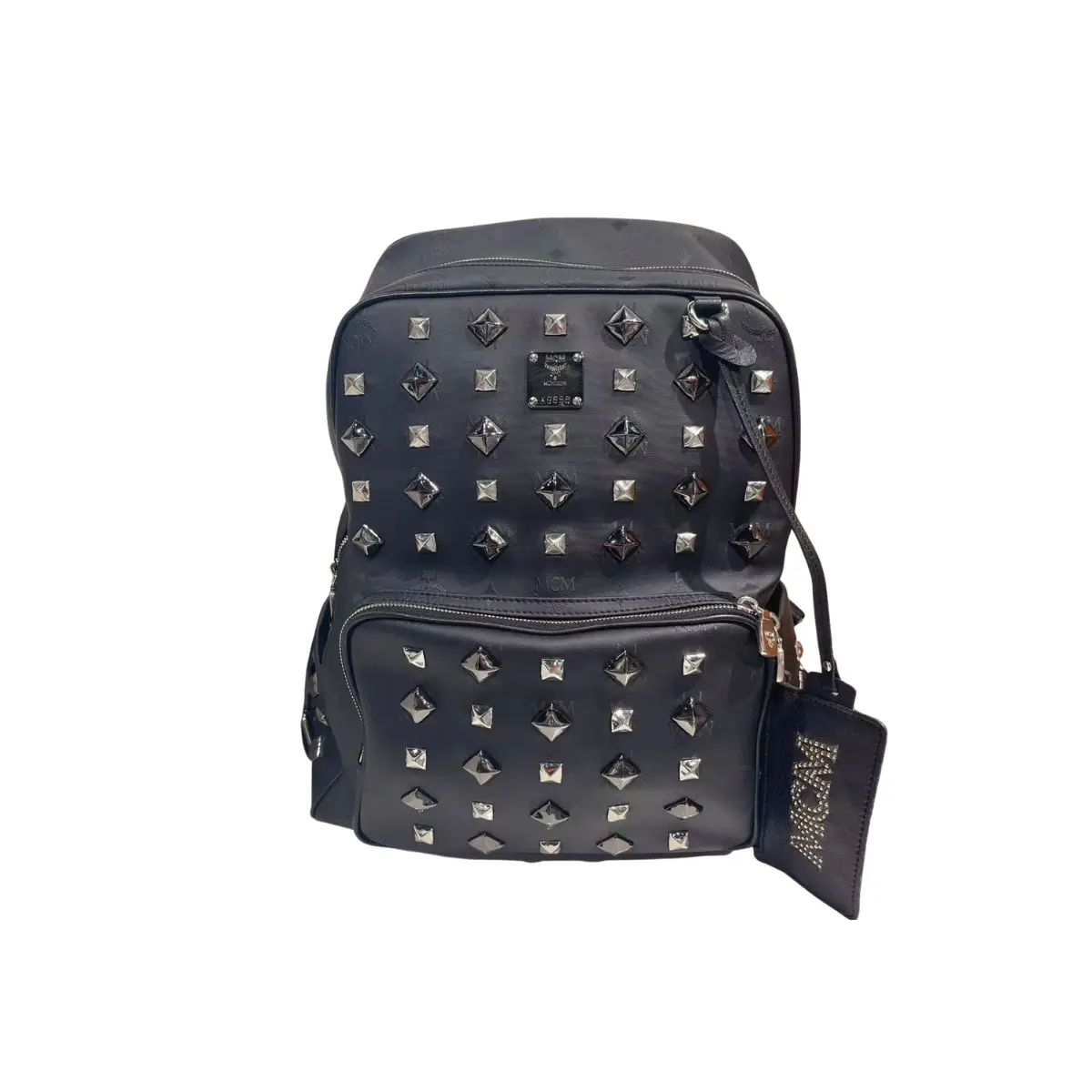 Pre-owned MCM Black Visetos Studded Backpack