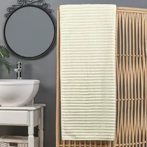 Mocassi 1-Piece Premium Turkish Cotton Corduroy Stripe Oversized Bath Sheet Towel 40 x 80 Inch