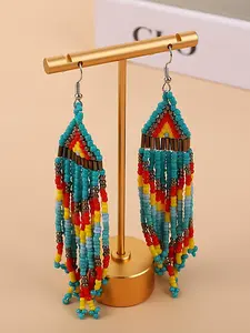 Bohemian Vacation Style Beaded Fringe Earrings, Handmade Jewelry for Women, Christmas Gift, Valentine's Day Gift, Trendy Jewellery Accessories