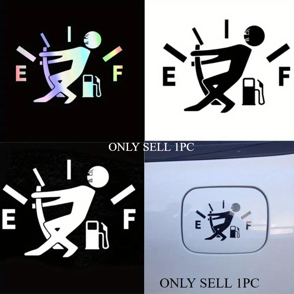 1PC Street Trendy Logo Sticker, Automobile Decals, Stick on car fuel caps, fuel gauge decor with funny cool vibe, car owners can use as stylish decoration