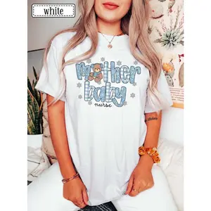 Mother Baby Nurse Winter  Shirt • MBU Nurse Snowflake Bear Tees • Postpartum Nurse Christmas Work Tshirt • MB Unit Nurse Gifts