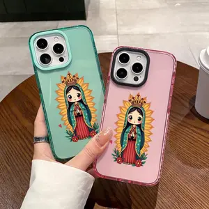 Phone Case for iPhone 17 16 E Pro Max 15 Plus 14 13 12 11 Air Religious Crown Girls Pattern Non-Yellowing Shockproof Soft Silicone Transparent Cover
