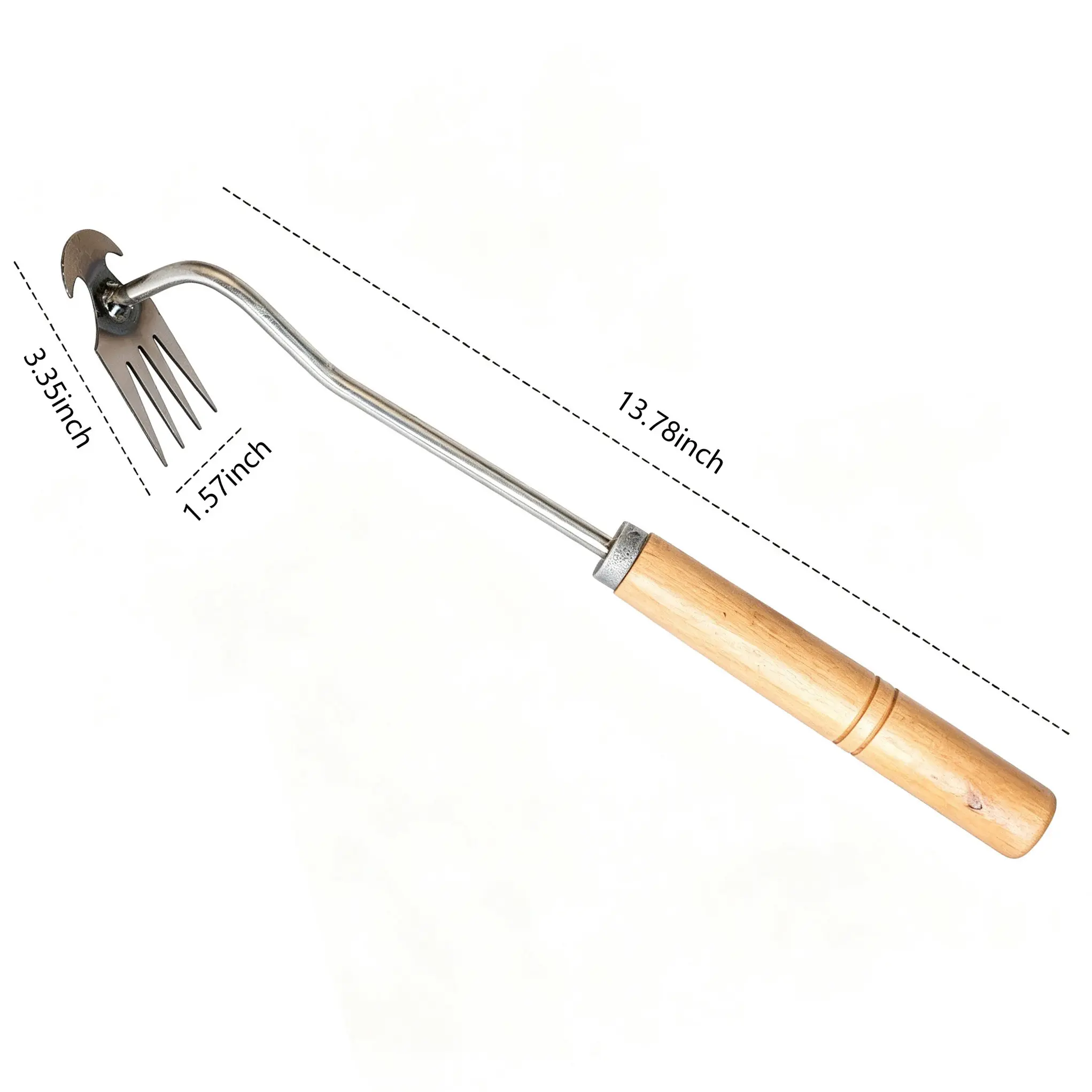 Fixed Wood Handle Weed Puller - Durable Gardening Tool, Lawn Garden Tool for Weed Removal, Loosens Roots and Soil, Ideal for Gardens, Backyard Farms