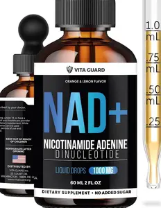 Pure NAD+ Supplements 1000mg Liquid Drops for Women & Man | Nicotinamide Adenine Similar to Nicotinamide Riboside NAD Plus Boosting Supplement - Natural Lemon & Orange Flavor