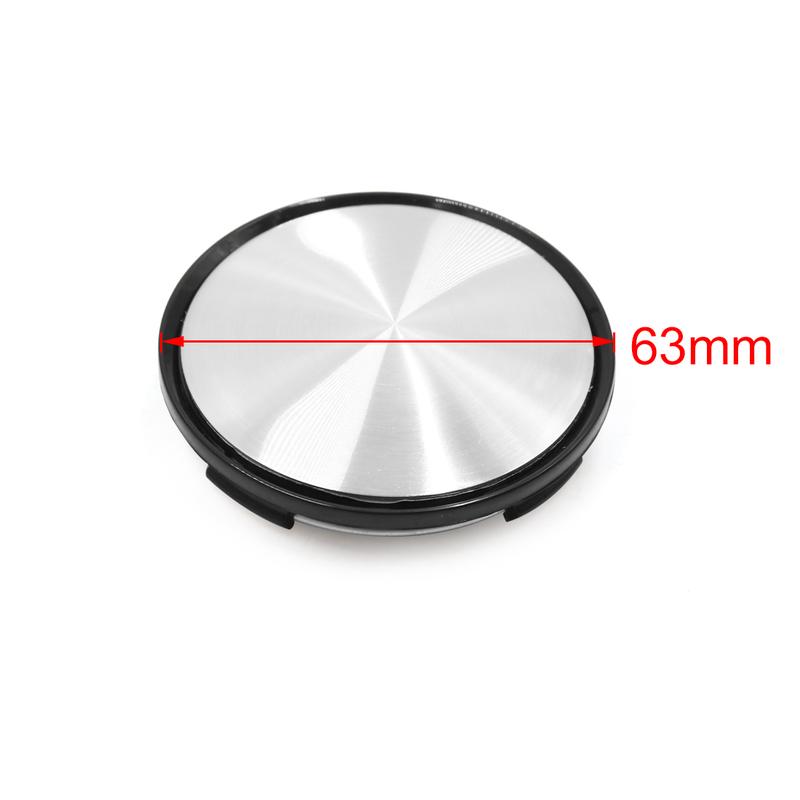Set Of 4 Black Wheel Center Hub Caps - 63mm Diameter With Metal Clips