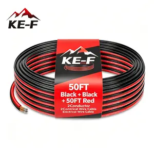 KE-F 14 AWG Electrical Wire, Flexible 100FT (50FT Red + 50FT Black) 14/2 Gauge Red Black Cable Hookup Electrical Wire LED Strips Extension Wire 12V 24V DC, 14AWG Speaker Cable Cord LED Lamp Cord