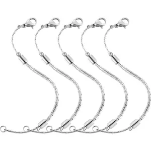 Stainless Steel Necklace Extender Adjustable Necklace Chain Extender with Lobster Clasp for Necklace Bracelet Jewelry Making (5pcs)