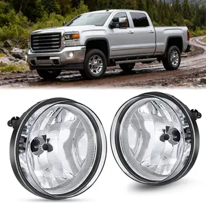 Nilight Fog Light Assembly Compatible with 2007 2008 2009 2010 2011 2012 2013 GMC Sierra 1500 07-14 Sierra 2500HD 3500HD Clear Lens Lamps Replacement 880 12V 27W Bulbs