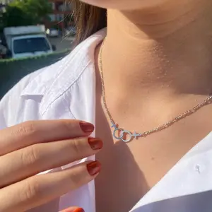 925 sterling silver women's pendant necklace, delicate and slender Figaro chain, double Venus jewelry, turquoise, handcrafted, daily wear, birthday/anniversary gift