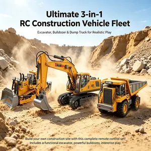 Remote Control Excavator Toy, 2.4GHz 11 Channel, 680° Rotatable Cab, Alloy Bucket, 1200mah Battery, Perfect Gift for Kids and Enthusiasts