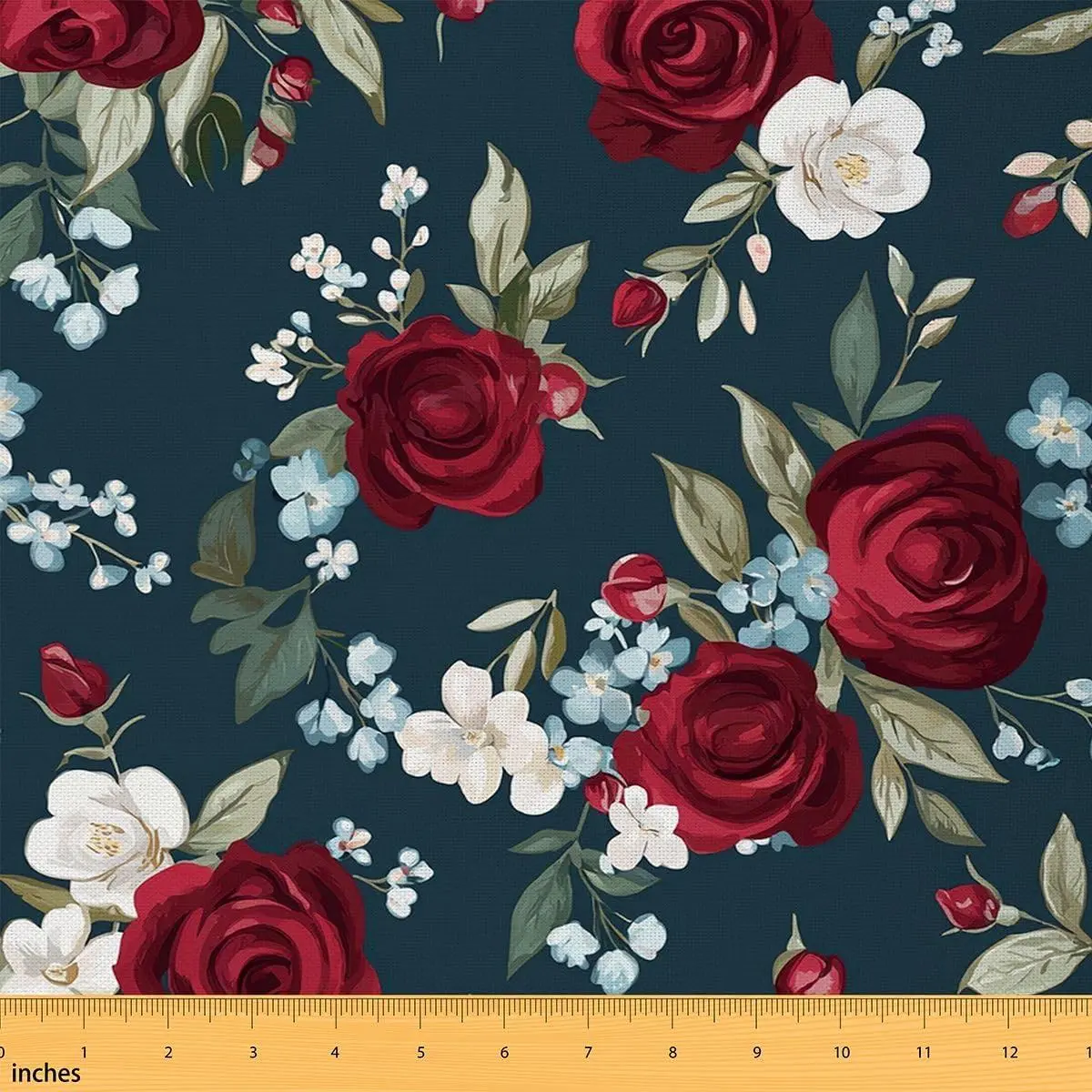 Rose Fabric Chic Floral Upholstery Fabric Rose Flower Romantic Decorative Fabric Valentine Theme Indoor Outdoor Fabric DIY Craft Patchwork Upholstery and Home Accents,,Red