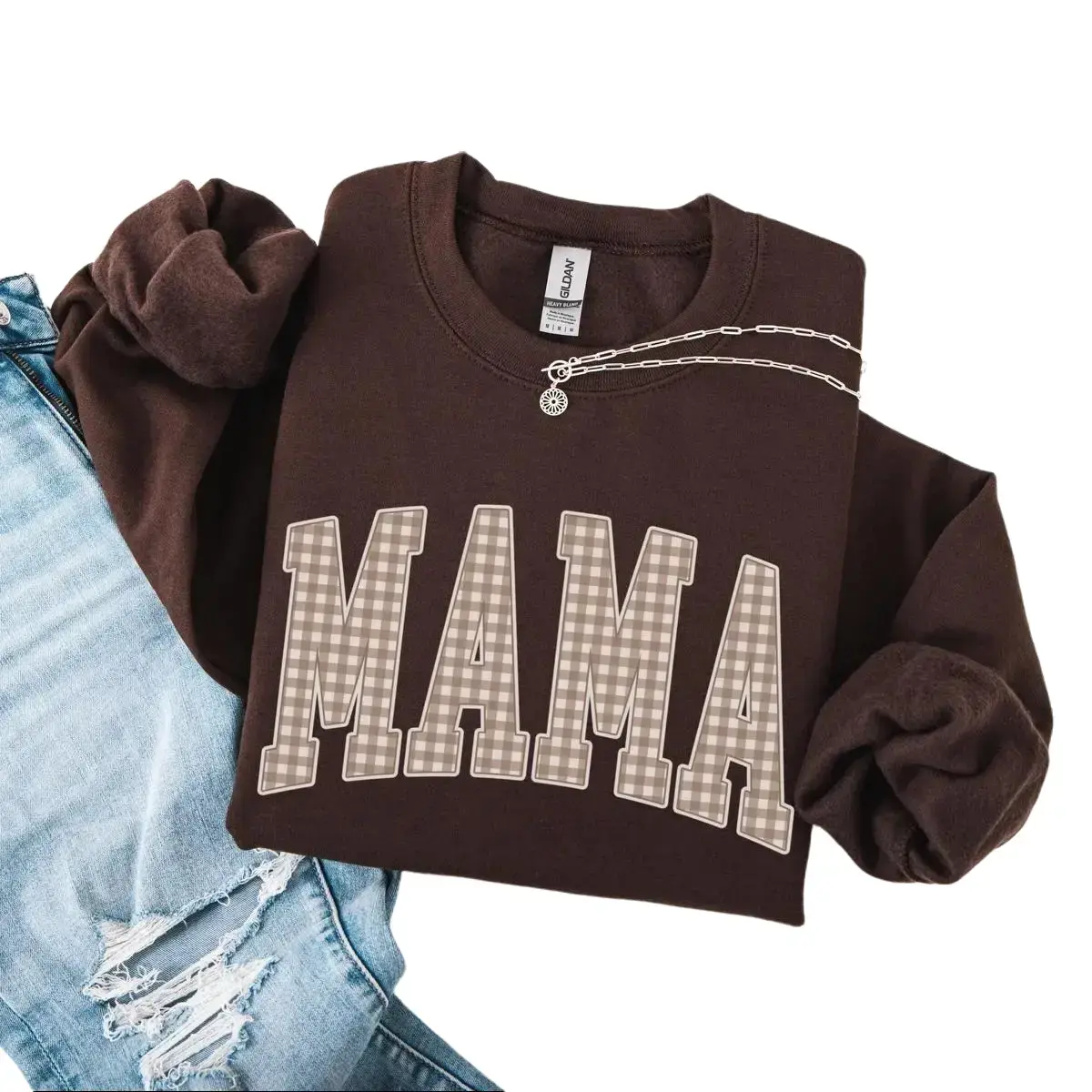 Gingham Mama Sweatshirt Mama Shirt Vintage Mama Shirt Trendy Mama Shirt Mothers Day Gift New Mama Baby Shower Pregnancy Announcement Shirt - Printfamily