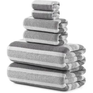Ultra Soft Bath Towel Sets 6-Piece 35"x70"|   100% Microfiber, Highly Absorbent & Quick Dry|   Gray Towels for Bathroom, Spa, Gym|   2 Bath, 2 Hand, 2 Washcloths