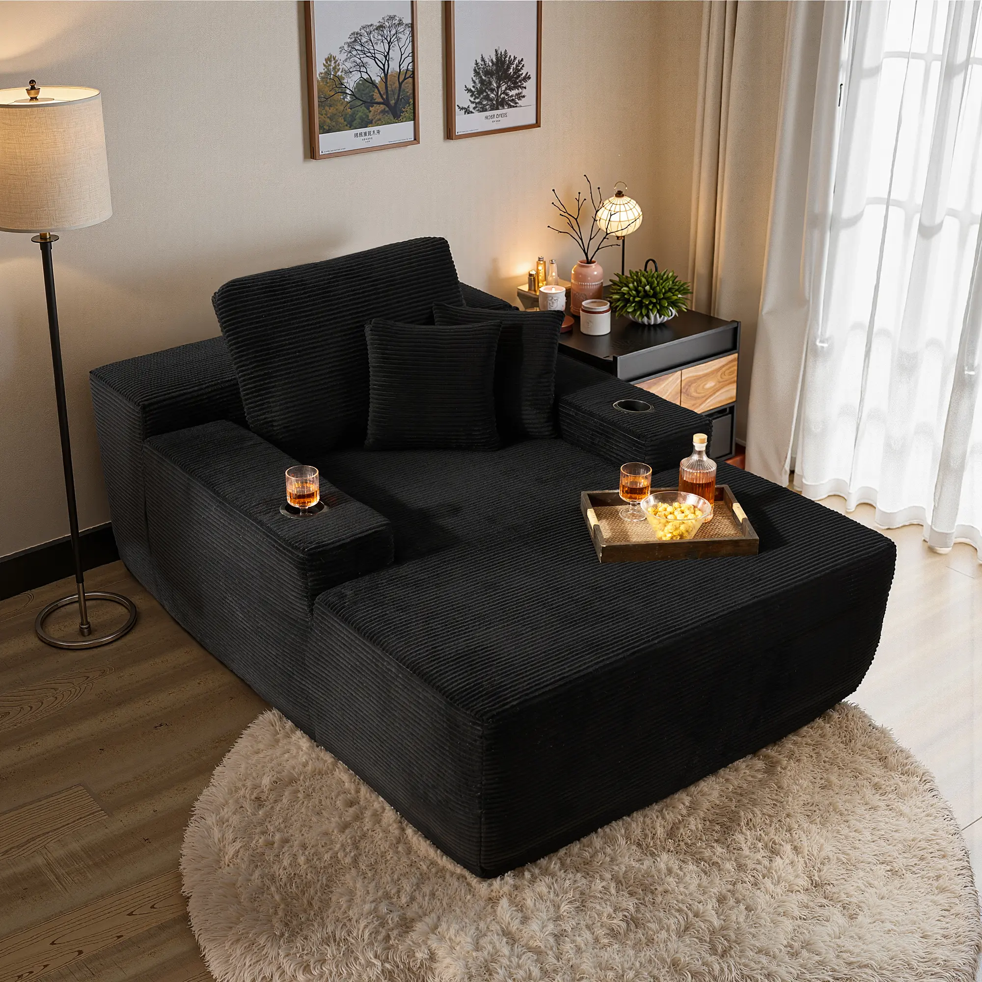 Black Corduroy With Cup Holder