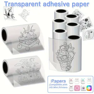 4/8Rolls Transparent Self-Adhesive Thermal Paper Rolls, 57mm X 25mm, Compatible with Most Printers, Mini Printer Photo Stickers, Labels For Printers, 4/8 Rolls