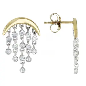 JTV White Cubic Zirconia Platinum and 18k Yellow Gold Over Sterling Silver Earrings 0.64ctw