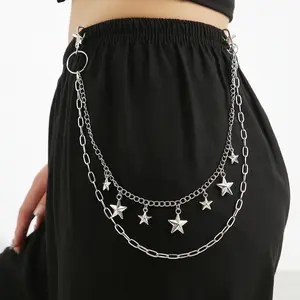 Star double-layer trouser chain Silver jeans decorative metal trouser chain