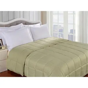212 MAIN Reversible King-Size Sage Down Puffy Blanket - Soft Warm Throw, Puffy Texture, All-Season Hypoallergenic Down Alternative, Solid Stripe Design for Enhanced Sleep Warmth