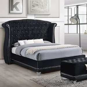 【Bellemave】(3 packages)Tamsin Black Upholstered EasternQueen/ King Wingback Bed On-Site 【Bellemave】(3 packages)Tamsin Black Upholstered EasternQueen/ King Wingback Bed On-Site