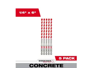 Milwaukee 1/4" SHOCKWAVE Carbide Hammer Drill Bits (5-Pack, 48-20-9162)
