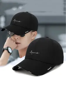 1pc Adjustable Snapback Baseball Cap - Black, Comfortable Fit for All Head Sizes, Stylish & Versatile, Polyester Material, Sports Cap|Sleek Black Cap|Adjustable Fit