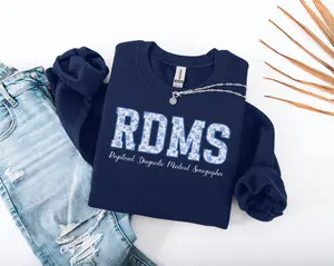 RDMS Ultrasound Tech  T-Shirt OR Sweatshirt , Toile Print Sonographer Gift tee shirt Cotton Crewneck