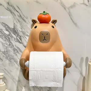 Wall-Mounted Roll Paper Towel Holder Toilet Washstand Toilet cute Creative Pumping Tissue Box Ceramic Punch-Free