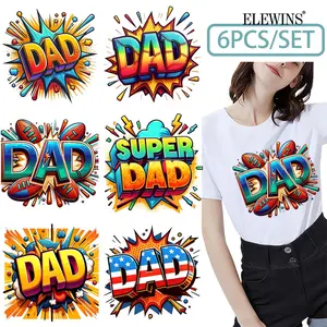 6 Sheets  DAD Iron On Transfers Compatible with DTF Printing - Multicolor Vinyl Sheets Suitable for T-Shirts, Hoodies, Jeans, Backpacks & Pillows | Machine-Washable Plastic Stickers, DIY Clothing Decals for Men & Women (Festive Gift Idea)
