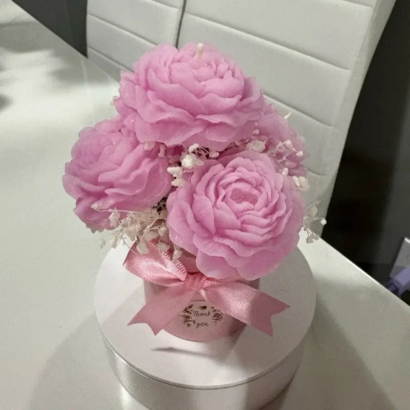 Peony Scented Soy Candle – Handmade Pink Floral Candle