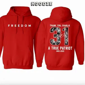2025 Unisex Double-Sided Hoodie — Sweatshirt/T-Shirt, True Patriot Hoodie, Rest In Peace C.K., Wear Red on October 14th for CJK Day Hoodie, C.K. Unisex Cotton Birthday Graphic Design Hoodie for Men and Women
