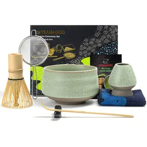 TEANAGOO Matcha Whisk Set, 7 Pcs Matcha Set, Matcha Kit for Ceremony, Matcha Tea Set for Making Breakfast/Matcha Latte, Matcha Whisk Set and Ceramic Bowl with All Accessories, Gift for Matcha Lover