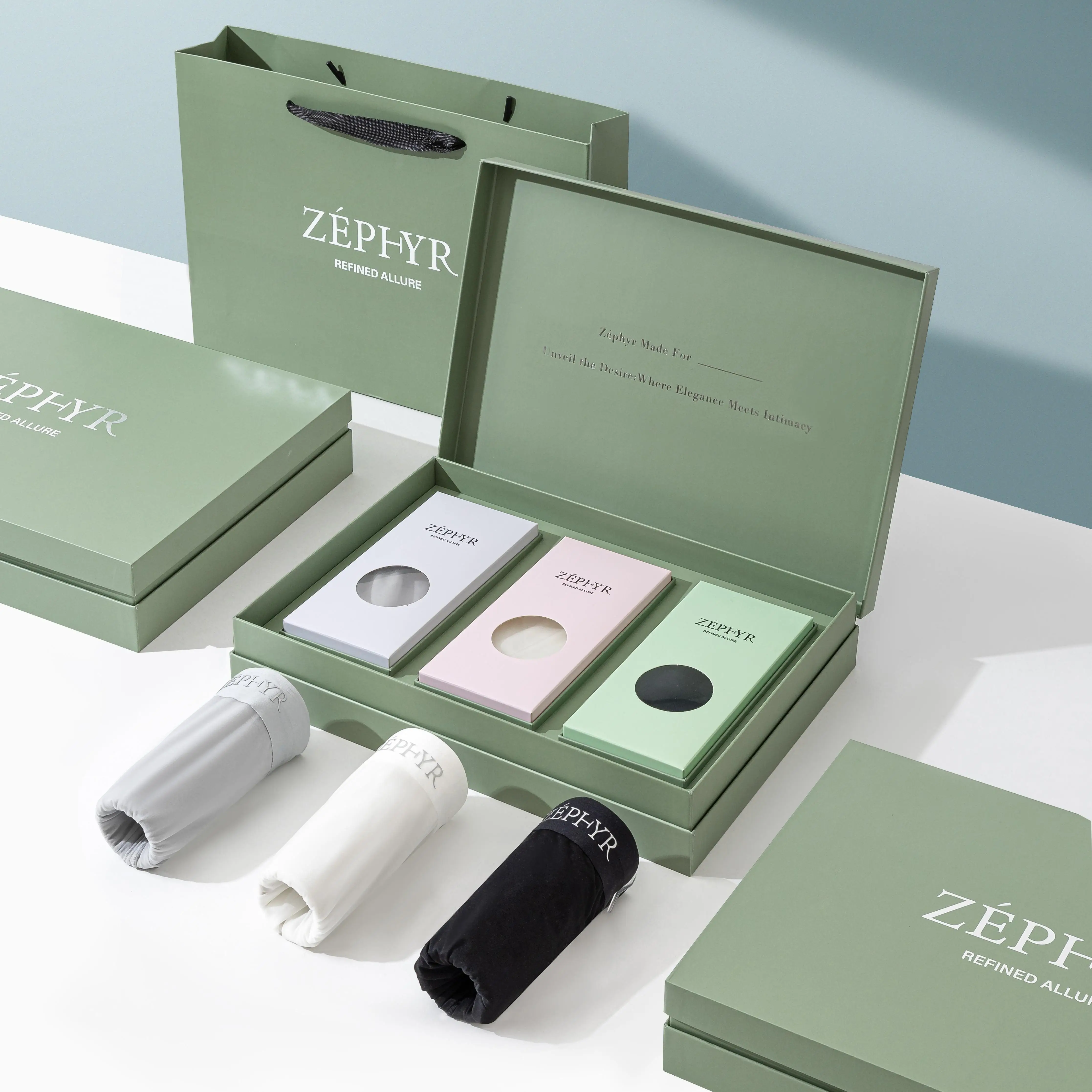 ZEPHYR Men's Cooling Underwear 3-Pack: Ultra-Light, Breathable & Moisture-Wicking Grey Natural