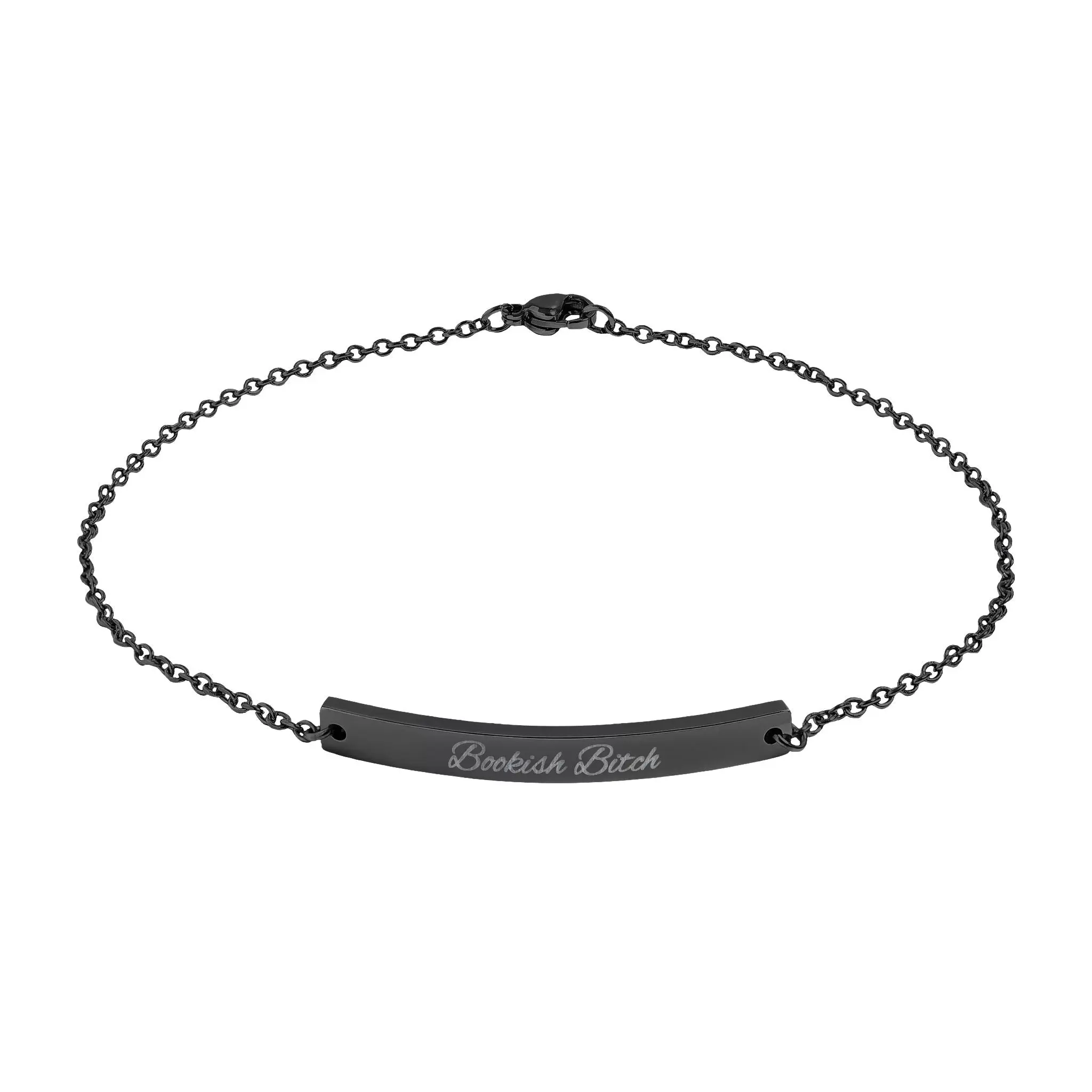 Engravable Curved Bar Anklet — Personalized Minimalist Anklet (Rose Gold or Black)