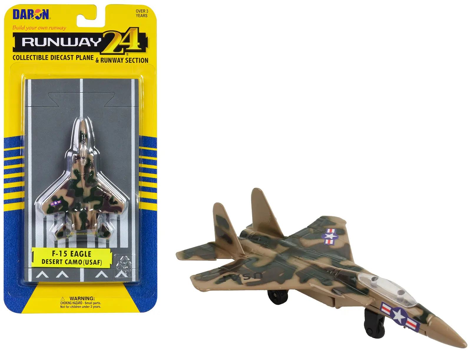 McDonnell Douglas F-15 Eagle Fighter Aircraft Desert Camouflage "US Air Force" w/Runway Diecast Model Airplane by Runway24