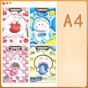 Cartoon A4 Folder Board for Kids, Cute Elementary School Learning Supplies, Exam Paper Organizer, Office Document Holder
