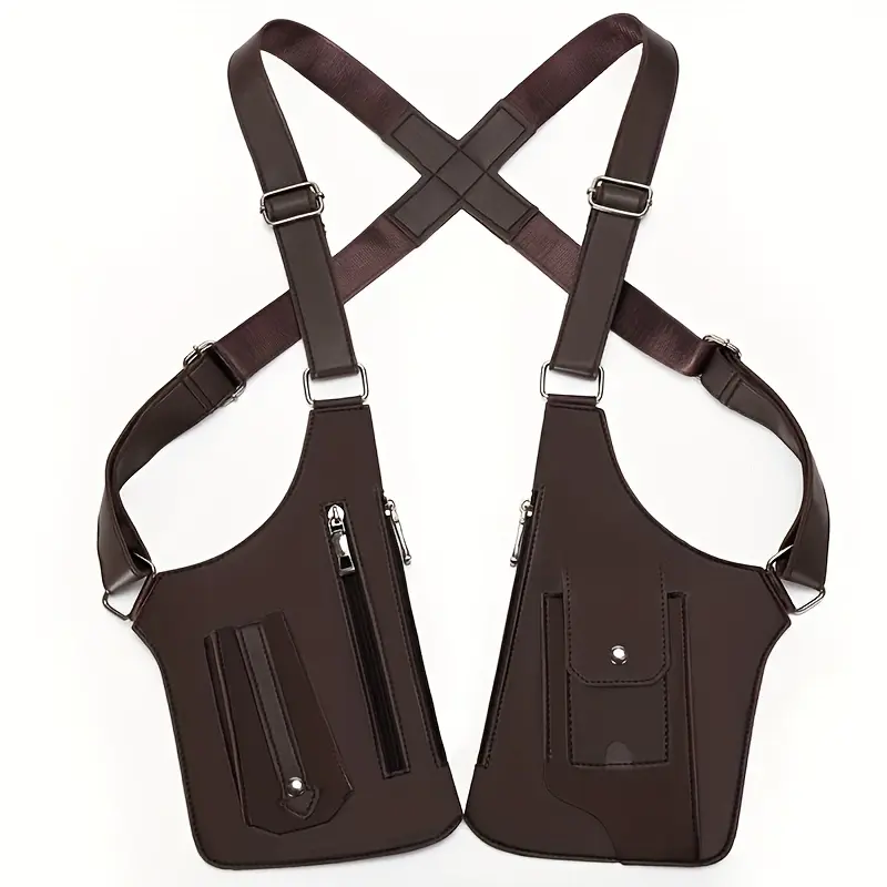 Retro PU Leather Backpack for Men Women Waterproof Multi Pocket Casual Daypack Adjustable Strap Travel Sports Outdoor Shoulder Bag with Phone Pocket