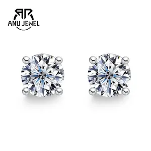 AnuJewel 0.3ct Moissanite Stud Earrings Gold Plated Elegant Rhinestone Decor D Color VVS1 for Women Fashion Jewelry for Party Daily Birthday Gift
