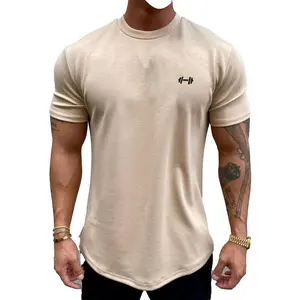 Men's Muscle Fit Longline Bodybuilding Workout Casual Fashion Short Sleeve T-Shirt