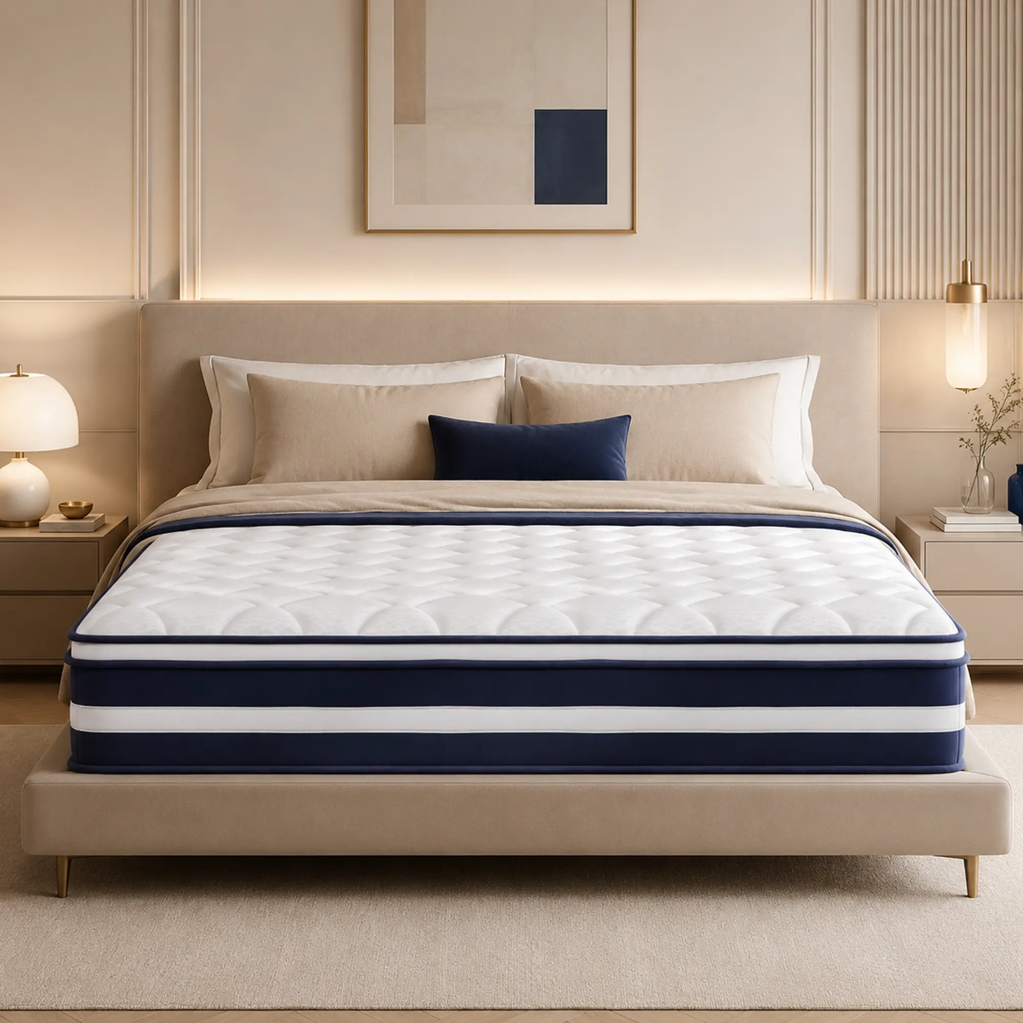 【10/12/14 Inch】Twin, Full, Queen, King, Memory Foam Mattress with Independent Springs, Provides Pressure Relief, Motion Isolation and Firm Edges, Medium Firmness, Breathable,Spring Mattress in a box ,Gel infuse memory foam, Cozy Mattress, Bed, Fabric, Met
