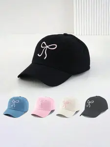 Bowknot Design Baseball Cap, Embroidered Hat, Casual Outdoor Sports Hat for Women & Men, Adjustable Sun Protection Cap for Daily Wear