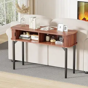 47" Fluted Console Table with Drawers, Narrow Entryway Tables with Storage and Shelves, Sofa Table Behind Couch for Entrance, Hallway, Living Room