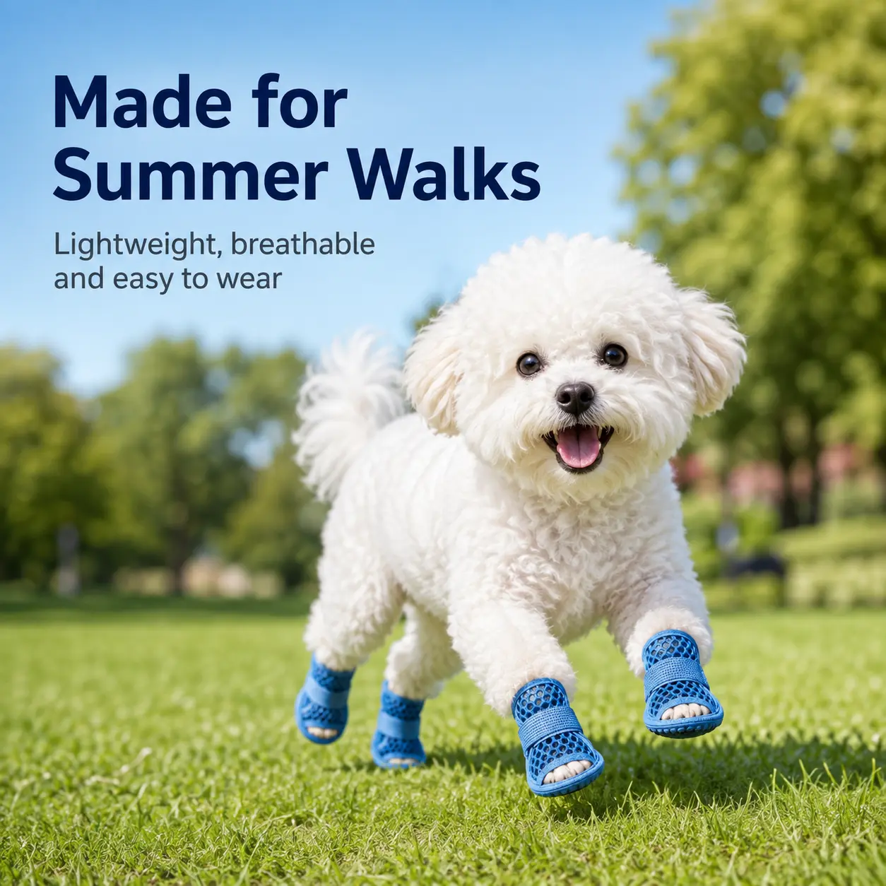 New Summer Breathable Mesh Rubber Shoes for Small Dogs, Outdoor Non-Slip Elastic Strap Sandals, Pet Paw Protection Gear, Foot Protection