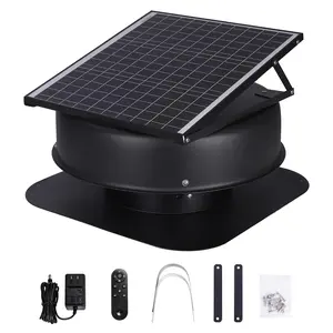 VEVOR Solar Attic Fan, TikTokShopBlackFriday, 40 W, 1230 CFM Large Air Flow Solar Roof Vent Fan, Low Noise and Weatherproof with 110V Smart Adapter, Ideal for Home, Greenhouse, Garage, Shop, RV, FCC Listed
