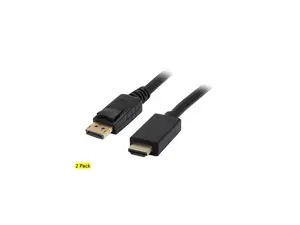 Nippon Labs DP-HDMI-15-2P 15 ft. DP DisplayPort to HDMI Converter Cable Supporting VR / 3D / 4K, Black - DP to HDMI Adapter - (M/M) - 2 Packs