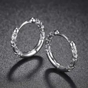 Patterned earrings, one pair, silver hoop, patterned earrings, daily matching
