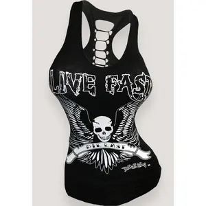 Live Fast Sexy Slashed Back Racerback Biker Tank