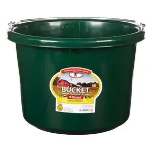 Little Giant 8 qt. Round, Affordable, Heavy-Duty, Impact-Resistant, 1-Piece Polyethylene Green Plastic Bucket (Model 7403975)