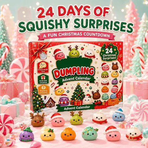 2026 Christmas Advent Calendar - 24-Day Kawaii Soft Squeeze Dumpling Stress Balls Set, Mini Collectible Fidget Toys, Festive Countdown Items, Christmas Gifts for Kids