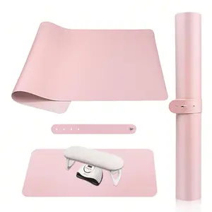 Soft Microfiber PU Leather Nail Table Mat, Arm Support Pillow Pad for Manicure, Foldable Nail Cushion